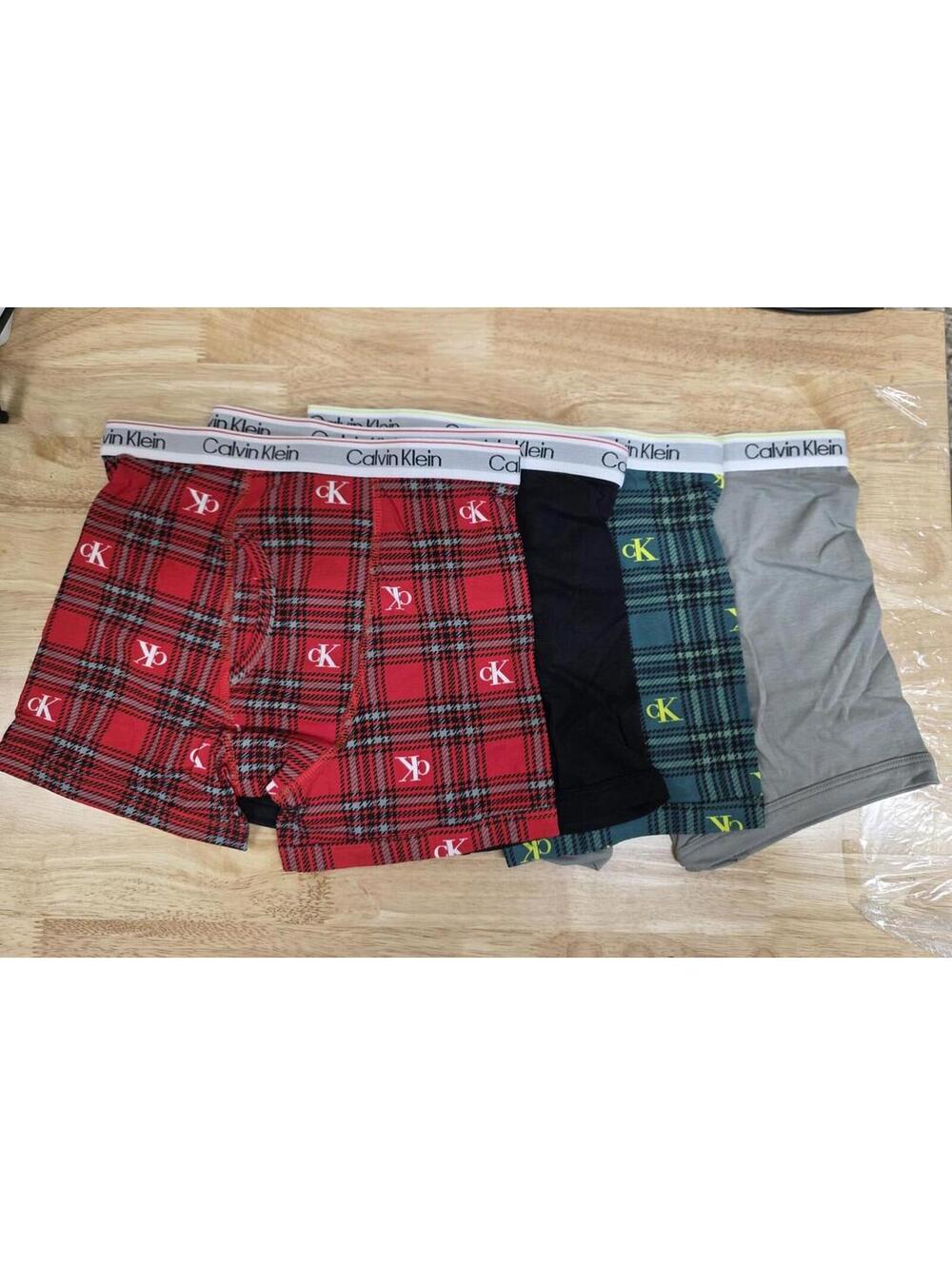 Calvin Klein Boys Boxer Briefs 4‑Pack Black/Grey/Plaid Medium